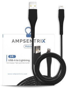 3 FT NON-MFI LIGHTNING TO USB TYPE A CABLE (AMPSENTRIX) (MATRIX) (BLACK)