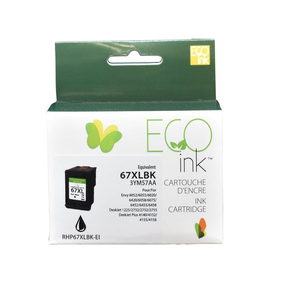 ECOink Remanufactured ink Replacement for HP 67XL black